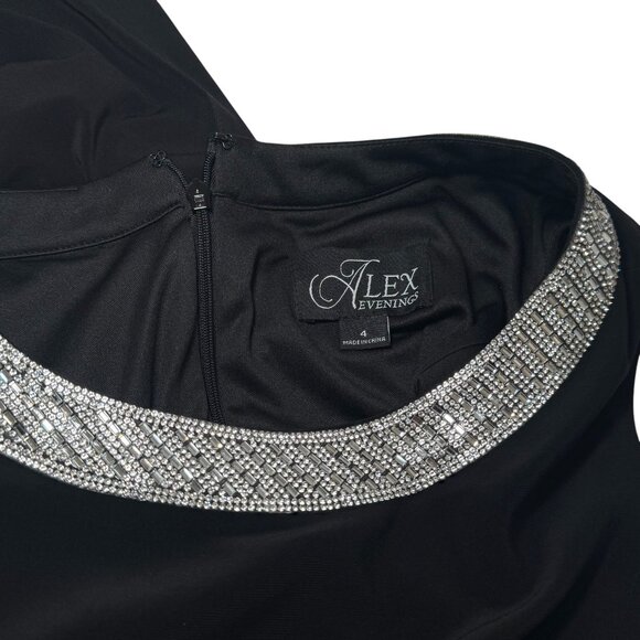 Alex Evenings Black Rhinestone Embellished Neck Long Dress size 4 New - Picture 11 of 11